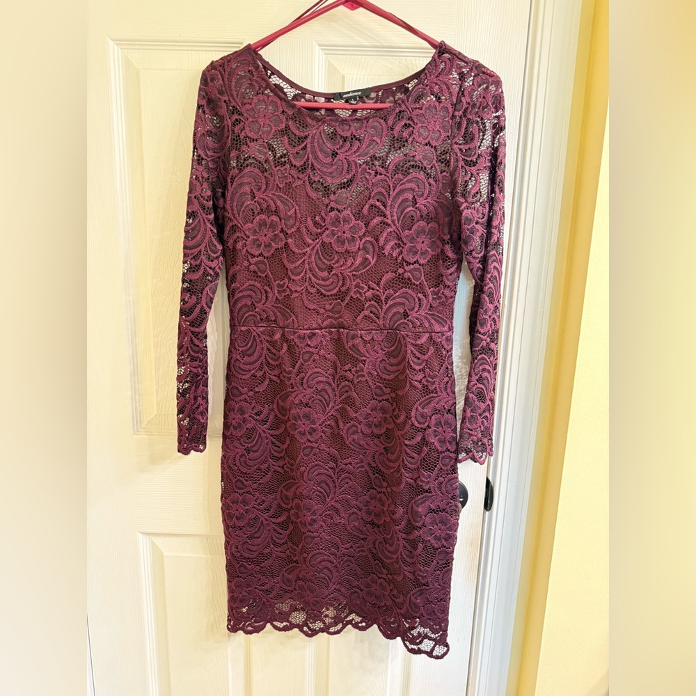 Ambiance Red Long Sleeve Sheath Dress